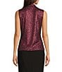 Calvin Klein Sequin V-Neck Shoulder Pleat Sleeveless Top, Color:Port - Image 2