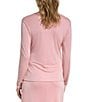 Color:Silver/Pink - Image 2 - Shimmer Long Sleeve Ruched Top