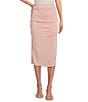 Color:Silver Pink - Image 1 - Shimmer Ruched Waist Faux Wrap Skirt