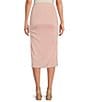 Color:Silver Pink - Image 2 - Shimmer Ruched Waist Faux Wrap Skirt