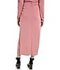 Color:Desert Rose - Image 2 - Shimmer Ruched Waist Faux Wrap Skirt
