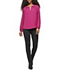 Color:Mulberry - Image 3 - Shirred Front Cut-Out Long Sleeve Blouse