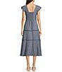 Calvin Klein Short Flutter Sleeve Crew Neck A-Line Midi Dress, Color:Steel Black - Image 2
