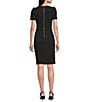 Calvin Klein Short Pleated Sleeve Crew Neck Sheath Dress, Color:Black - Image 2