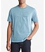 Color:Blue Beam - Image 1 - Short Sleeve Embossed Logo Gaphic T-Shirt
