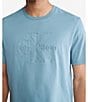 Color:Blue Beam - Image 4 - Short Sleeve Embossed Logo Gaphic T-Shirt