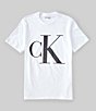 Color:Brilliant White - Image 1 - Short-Sleeve Relaxed Monogram Logo Graphic T-Shirt