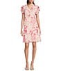 Color:Hibiscus Multi - Image 1 - Short Sleeve V-Neck Floral Chiffon Dress