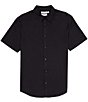 Color:Black Beauty - Image 1 - Short Sleeve Woven Stretch Shirt