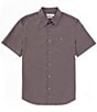 Color:Grey Shadow - Image 1 - Short Sleeve Woven Stretch Shirt
