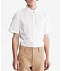 Color:Brilliant White - Image 1 - Short Sleeve Woven Stretch Shirt