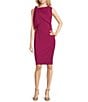 Color:Mulberry - Image 1 - Sleeveless Asymmetrical Neck Tie Shoulder Scuba Crepe Dress