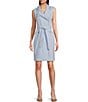 Calvin Klein Sleeveless Collar Neck Fitted Coat Jacket Dress, Color:Regatta/White - Image 1