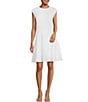 Color:White - Image 1 - Sleeveless Crew Neck Scuba Crepe Fit and Flare Dress