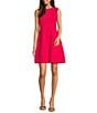 Color:Lipstick - Image 1 - Sleeveless Crew Neck Scuba Fit And Flare Dress