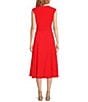 Color:Ginger - Image 2 - Sleeveless Square Neck Belted Button Front A-Line Midi Dress