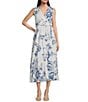 Calvin Klein Sleeveless V-Neck A-Line Midi Dress, Color:Chambray Multi - Image 1