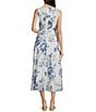 Calvin Klein Sleeveless V-Neck A-Line Midi Dress, Color:Chambray Multi - Image 2