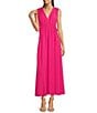 Color:Hibiscus - Image 1 - Sleeveless V-Neck Cinched Waist Maxi Dress