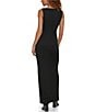Color:Black - Image 2 - Sleeveless V-Neck Cutout Ruched Front Long Dress