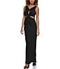 Color:Black - Image 3 - Sleeveless V-Neck Cutout Ruched Front Long Dress