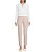 Calvin Klein Solid Crepe de Chine Split V-Neck Long Sleeve Blouse - Image 3