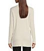 Color:Soft White - Image 2 - Solid Knit V-Neck Long Sleeve Button Front Cardigan