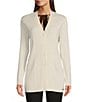 Color:Soft White - Image 3 - Solid Knit V-Neck Long Sleeve Button Front Cardigan