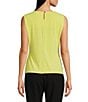 Color:Pear - Image 2 - Solid Matte Jersey Pleated Neck Sleeveless Camisole