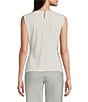 Color:Galaxy - Image 2 - Solid Matte Jersey Pleated Neck Sleeveless Camisole