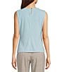 Color:Cool - Image 2 - Solid Stretch Knit Pleated Crew Neck Sleeveless Cami Top