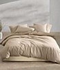 Color:Camel Brown - Image 1 - Solid Washed Cotton Percale Duvet Cover Mini Set