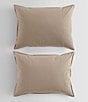 Color:Camel Brown - Image 6 - Solid Washed Cotton Percale Duvet Cover Mini Set
