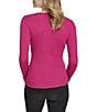 Color:Mulberry - Image 2 - Solid Wool Knit V-Neck Long Sleeve Fitted Top