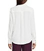 Calvin Klein Sparkle Contrast Trim Fusion Georgette Point Collar Long Sleeve Button Front Top, Color:Cream - Image 2