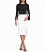Calvin Klein Split Cape Sleeve Embellished Colorblock Sheath Dress - Image 1