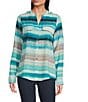 Calvin Klein Split Neck Roll Tab Button Front Blouse, Color:Amalfi Multi - Image 2