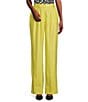 Color:Pear - Image 1 - Stretch Linen Blend High Rise Wide Leg Pants