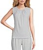 Color:Artic Ice - Image 1 - Stretch Pleated Crew Neckline Sleeveless Top