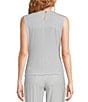 Color:Artic Ice - Image 2 - Stretch Pleated Crew Neckline Sleeveless Top