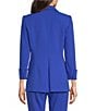 Color:Dazzling Blue - Image 2 - Stretch Scuba Crepe Notch Lapel Neckline Coordinating Long Sleeve Jacket