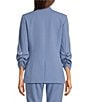 Color:Bayou - Image 2 - Stretch Scuba Crepe Stand Collar Coordinating 3/4 Sleeve Jacket