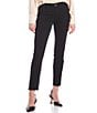 Color:Black - Image 1 - Stretch Twill 4-Pocket Mid Rise Straight Leg Ankle Pants