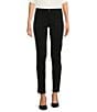 Color:Black - Image 1 - Stretch Twill 4-Pocket Mid Rise Straight Leg Ankle Pants