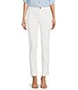 Color:Soft White - Image 1 - Stretch Twill 4-Pocket Mid Rise Straight Leg Ankle Pants