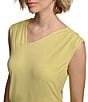Color:Pear - Image 3 - Stretch V-Neck Sleeveless Ruched Top