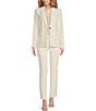Color:Cream - Image 3 - Stretch Woven Lux Peak Lapel Collar Flap Pocket One-Button Coordinating Jacket