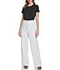 Color:Soft White/Black Combo - Image 3 - Striped Wide Leg Coordinating Pull-On Pants