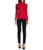 Calvin Klein Studded Mock Neck Long Sleeve Knit Top, Color:Red - Image 3