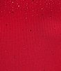 Calvin Klein Studded Mock Neck Long Sleeve Knit Top, Color:Red - Image 4